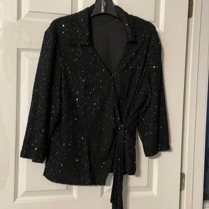 Sequin wrap shirt